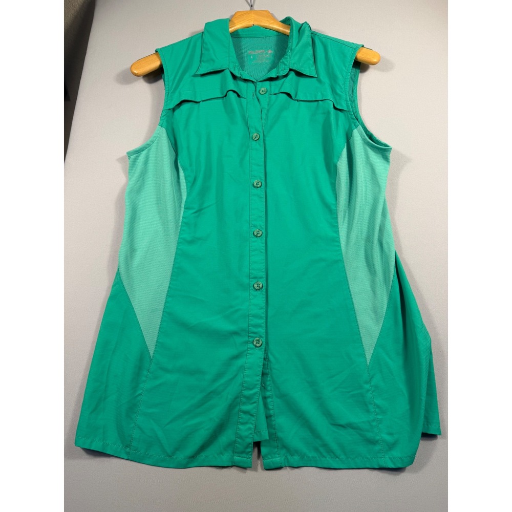 Reel Legends Freewater Sleeveless Performance Fishing Shirt Green Womens Large